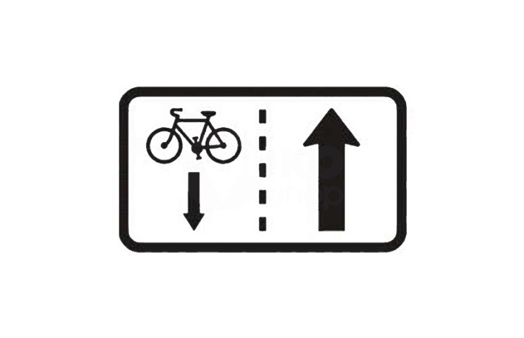 Dopravní značka E12a - Jízda cyklistů v protisměru Dopravní značka E12a - Jízda cyklistů v protisměru