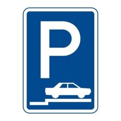 Dopravní značka IP11d - Parkoviště (stání na chodníku kolmé nebo šikmé)