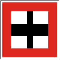 Plavební znak B9b - Povinnost před vplutím na hlavní vodní cestu nebo před jejím křížením