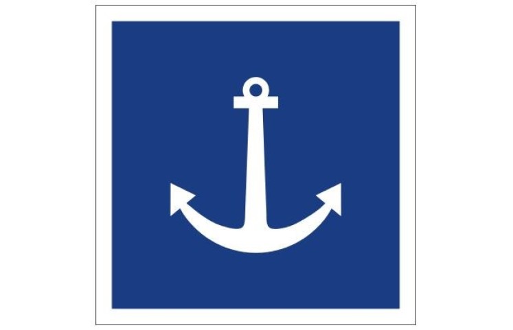 Plavební znak E6 - Povolené kotvení, vlečení kotev, lan nebo řetězů