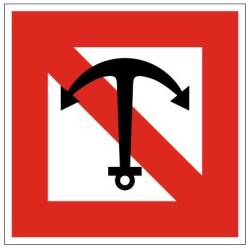 Plavební znak A6 - Zákaz kotvené, vlečení kotev, lan a řetězů