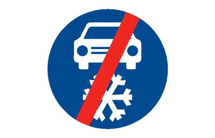 Dopravní značka C15b - Zimní výbava - konec