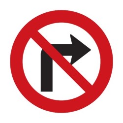 Dopravní značka B24a - Zákaz odbočování vpravo - Standardní kruh 700mm