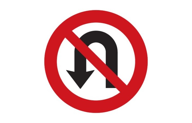 Dopravní značka B25 - Zákaz otáčení