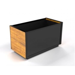 Venkovní květináč Flower - Teak, Černá komaxit ( RAL 9005 )